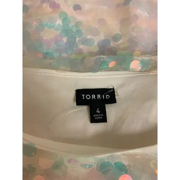 Torrid Top Iridescent Sequins Glam Bling Holiday Special Event Womens SZ 4(26) - Picture 4 of 8